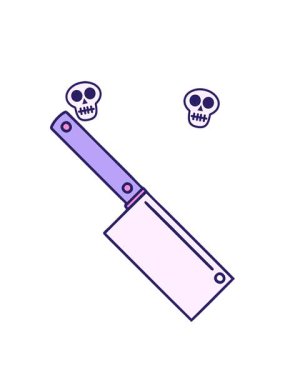 Bir et satırının dövme stili görüntüsünün dönen kafatası animasyonu