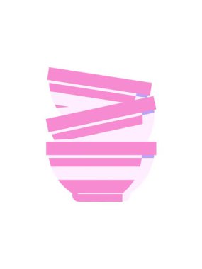 Bir yığın kasenin düz renk illüstrasyonunun dönen hareket animasyonu