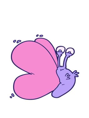 bobbing motion animation of funny cartoon butterfly