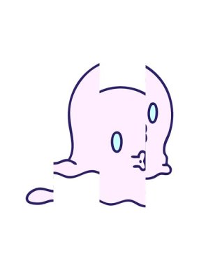 Ürkütücü bir hayaletin karikatürü havada süzülüyor.