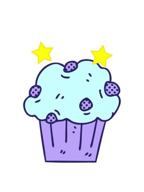 dönen yıldızlar çizgi roman tarzı çizgi roman tarzı çikolatalı pasta animasyonu.