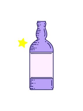 Parlayan yıldızlar, geleneksel bir şişe stilinde dövmenin animasyonunu etkiler.