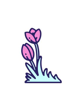 radioactive glowing animation of hand drawn tulip flower