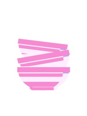 bir yığın kasenin düz renk çiziminin hareketli animasyonu