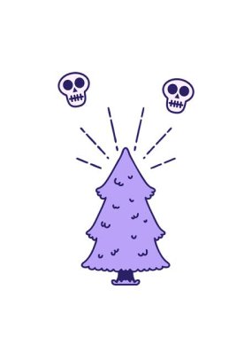 spinning skulls animation of traditional pine tree