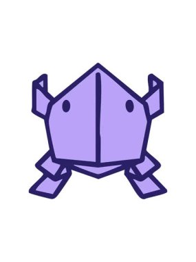 Japon katlanmış kağıt origami zıplayan kurbağanın dönen hareketi.