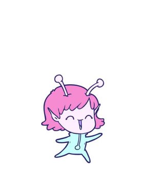 Çizgi film kızı gülerken zıplama hareketi animasyonu