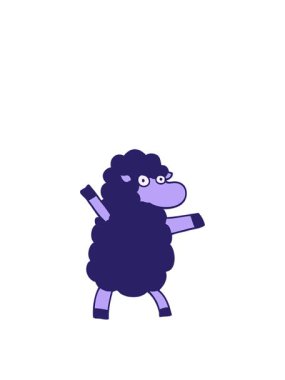 Bir kara koyunun çizgi filminin zıplama hareketi