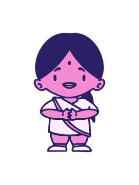 Modern kuşak çizgi filminde mutlu Hintli kadının hareketli animasyonu