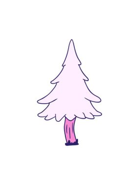 Ağaçlık çam ağaçlarının çizgi film karalamalarının hareketli animasyonu