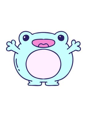 Tatlı, mutlu bir kurbağanın çizgi filminin animasyonunu durdur ve oynat