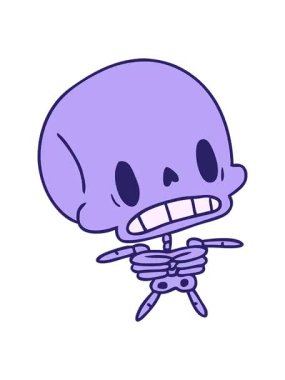 Çizgi film illüstrasyonu Kawaii 'nin sevimli ölü iskeletinin animasyon efekti