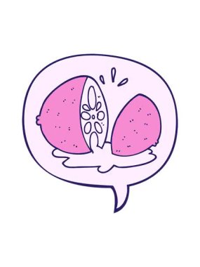 Konuşma baloncuğu ile limon kesilmiş çizgi film animasyonu