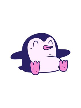 bir penguenin karikatür çiziminin hareketli animasyonu