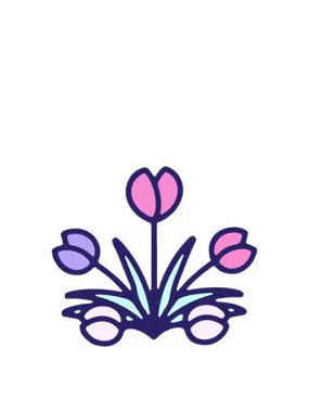 jumping motion animation of cartoon tulip flower design