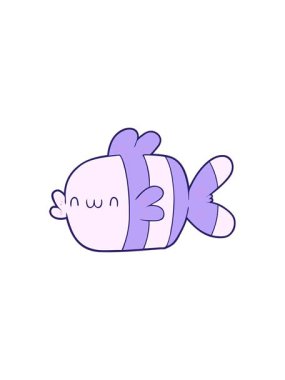 splitting effect animation of cute cartoon fish