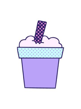 Çizgi roman tarzı çizgi film dondurma makinesinin parlak ışık efektleri.