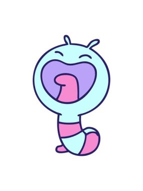 shaking motion animation of cartoon of a happy little caterpillar worm