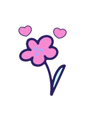 karikatür eğlenceli çiçek tasarımının dönen kalpleri.