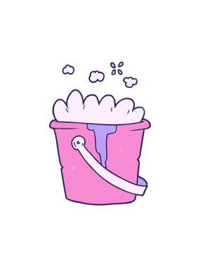 Çizgi film kovası sabunlu suyun dönen hareketli animasyonu