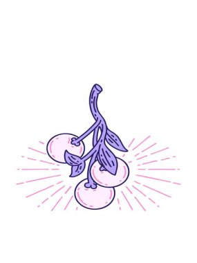 Geleneksel dövme stili ökseotu çileklerinin hareketli animasyonu