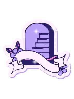 Bir mezar taşı pankartıyla dövme stili çıkartmasının ışıltılı etkisi