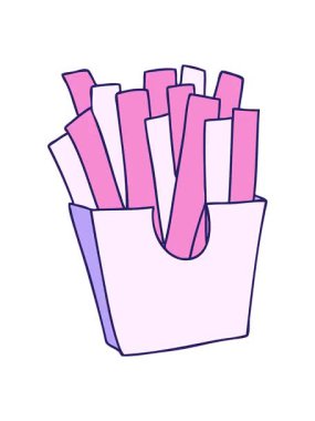 elde çizilen tuhaf çizgi film patates kızartmalarının pixelize etkisi