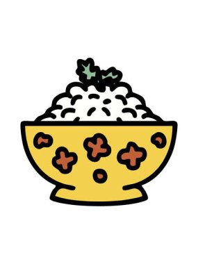 Japon pilavının desenli kasede patlayan basınçlı animasyonu