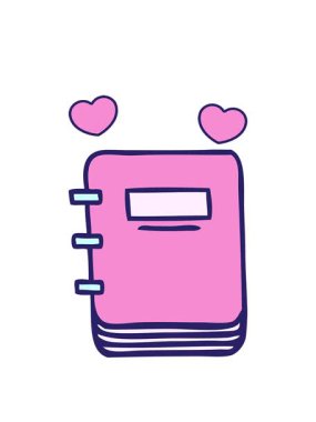 spinning hearts animation of cute cartoon of a note book
