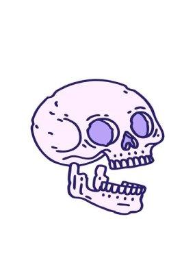 Dövmenin hareketli animasyonu geleneksel bir kafatası çizim tarzında