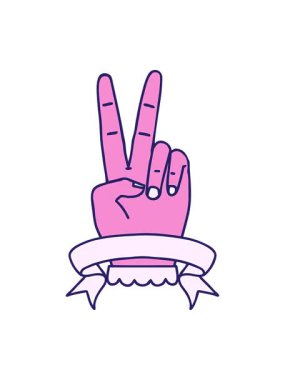 Barışın hareketli animasyonu İki parmak el hareketi bayrak ile