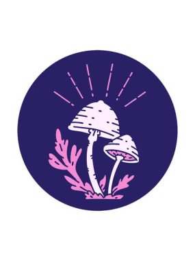 Dövme stili mantarların dönen hareketli animasyonları