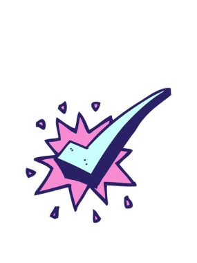 stretching up animation of cartoon positive tick symbol