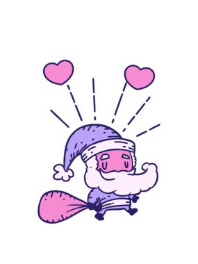 Dövme stili Noel Baba 'nın dönen kalp animasyonu Çuval ile Noel Baba karakteri