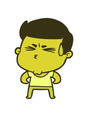 Çizgi film adamının terlemesinin renk animasyonu değişiyor