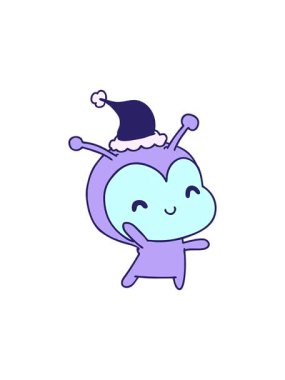 Kawaii uzaylılarının Noel karikatürü çizilmiş el animasyonunu patlatmak