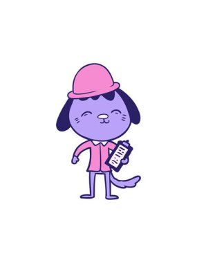 Mutlu ofis çalışanı köpek çizgi filmin yıldız patlaması etkisi animasyonu