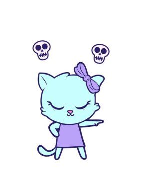 Yay ile kedi animasyonu dönen kafatasları