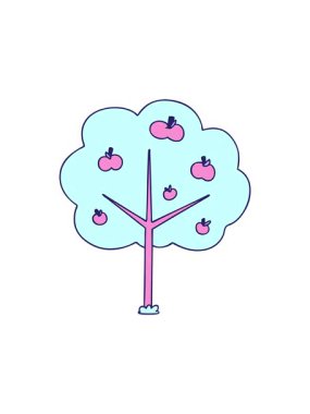attention grabbing animation of hand drawn quirky cartoon apple tree