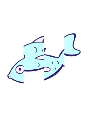 Çizgi film balık çiziminin bölünen hareketi