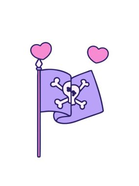 dönen kalp animasyonu simgesel dövme tarzı korsan bayrağının görüntüsü