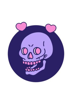 dönen kalp animasyonu. İkonik dövme stili. Kafatasının retro görüntüsü.