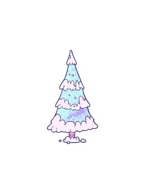 flashy sales animation of cartoon snowy christmas tree