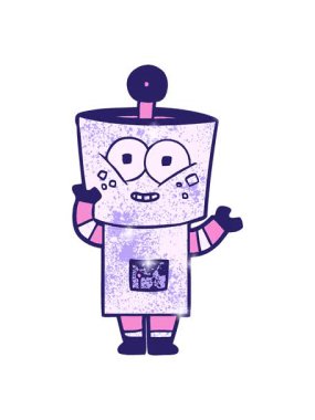 Mutlu çizgi film robotunun el sallamasının ışıltılı etkisi.