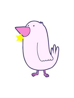 Parıldayan yıldızlar çizgi filmlerdeki sevimli neon renkli kuşların animasyonunu etkiler.