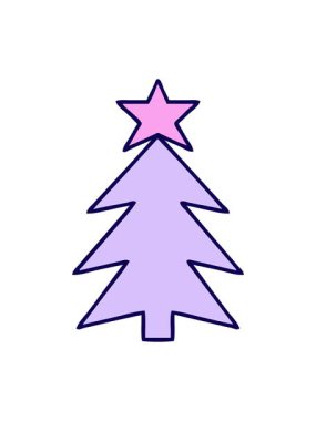 Sevimli çizgi film Noel ağacının neon ışık efekti animasyonu