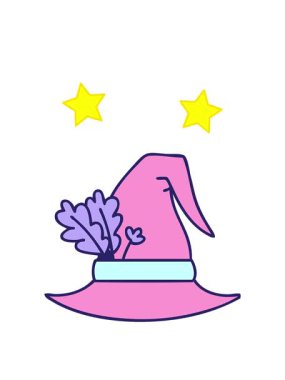 dönen yıldızlar, ürkütücü bir cadı şapkası çiziminin animasyonu.