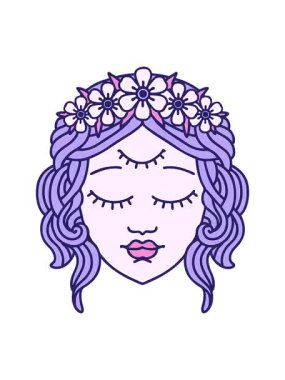 Pikselleştirme efekti dövme stili görüntü üçüncü göz ile kadın yüzü