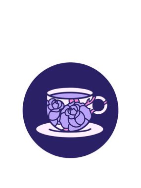 Bir fincan ve çiçeğin ikonik dövmesinin zıplama hareketi.