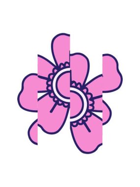 Dekoratif çiçeğin dövme stili çiziminin bölünen hareketi